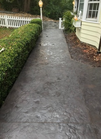 concrete walkway with landscaping
